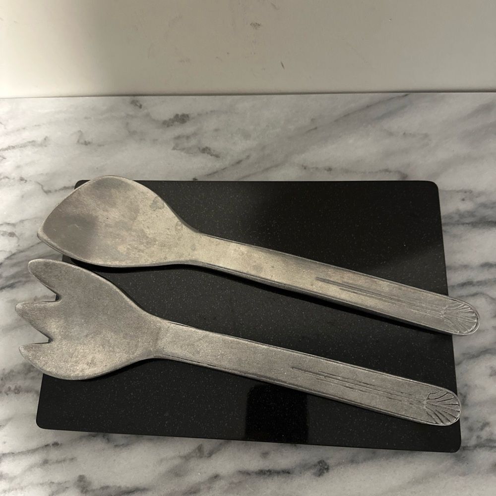 Wilton Armetale  pewter  Salad Serving Set mission style